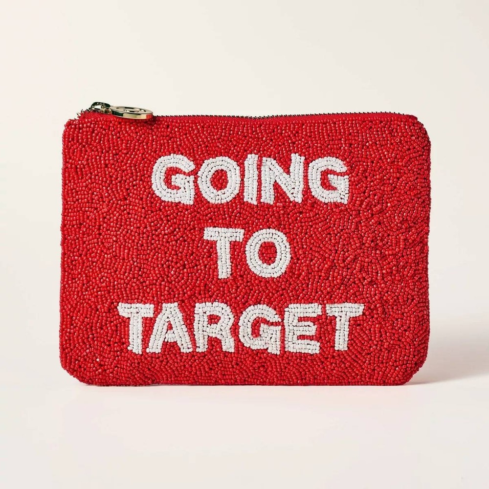 Limited Edition Going to Target KATE SPADE beaded clutch red white bead NEW